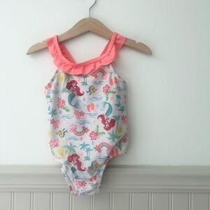 Disney Girls 2T Ariel Little Mermaid Coral Kids Graphic One Piece Swimsuit